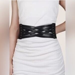 Victorian Style Black Wide Studded Corset Belt NWT Size Small Stretchable.